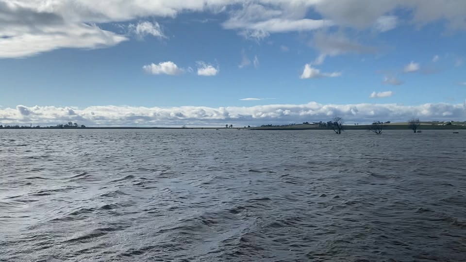 Wide daytime view of the lake